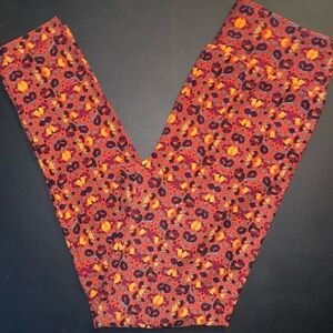 LuLaRoe Red and Orange Patterned Leggings